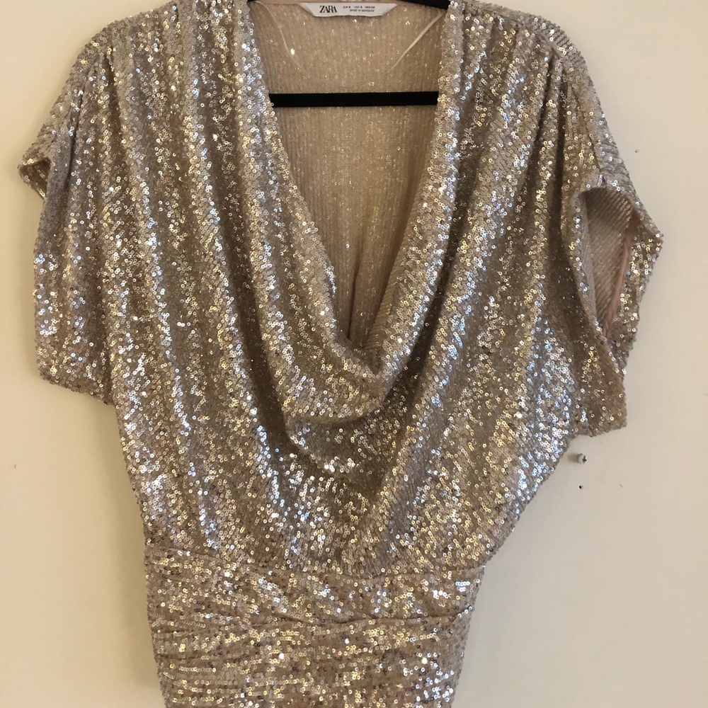 Silver sequins blouse